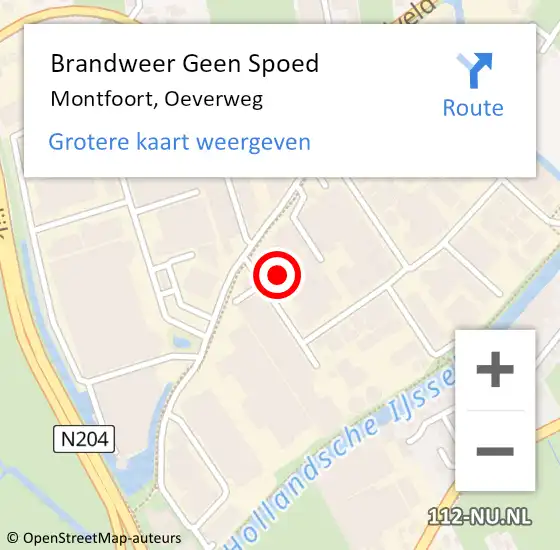 Locatie op kaart van de 112 melding: Brandweer Geen Spoed Naar Montfoort, Oeverweg op 6 februari 2024 07:59