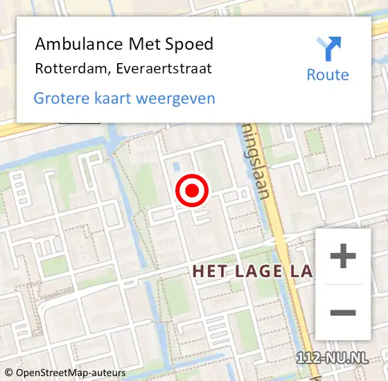 Locatie op kaart van de 112 melding: Ambulance Met Spoed Naar Rotterdam, Everaertstraat op 6 februari 2024 08:02