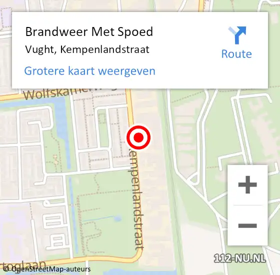 Locatie op kaart van de 112 melding: Brandweer Met Spoed Naar Vught, Kempenlandstraat op 6 februari 2024 09:01