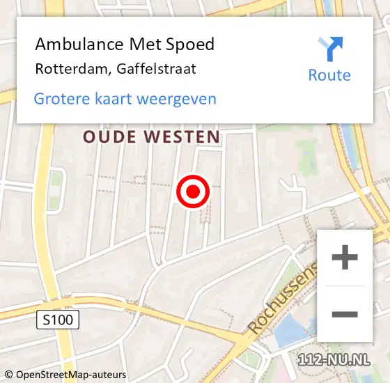 Locatie op kaart van de 112 melding: Ambulance Met Spoed Naar Rotterdam, Gaffelstraat op 6 februari 2024 09:04