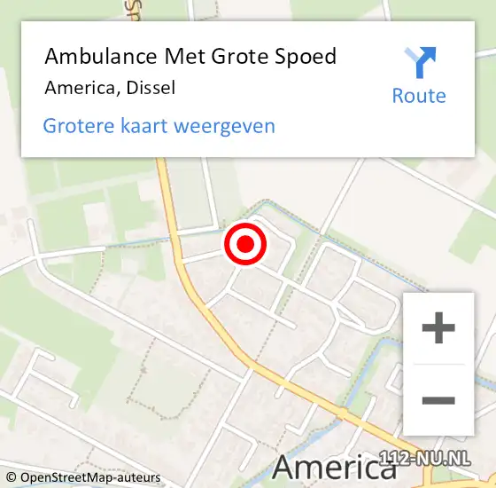 Locatie op kaart van de 112 melding: Ambulance Met Grote Spoed Naar America, Dissel op 24 september 2014 20:23