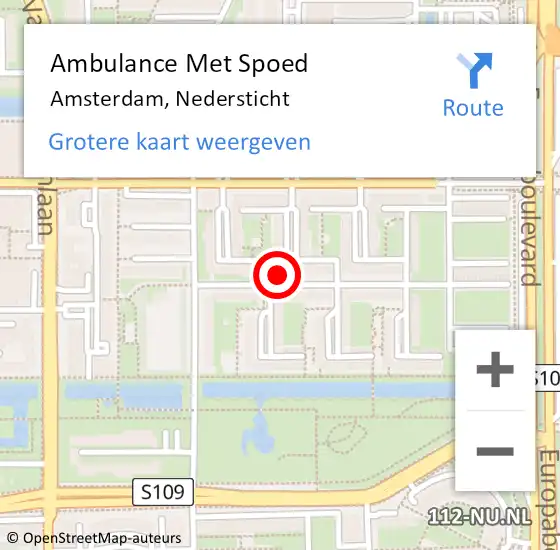 Locatie op kaart van de 112 melding: Ambulance Met Spoed Naar Amsterdam, Nedersticht op 6 februari 2024 09:15