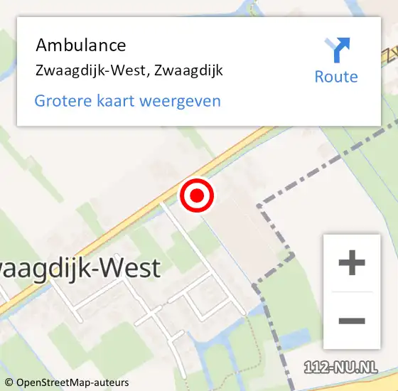Locatie op kaart van de 112 melding: Ambulance Zwaagdijk-West, Zwaagdijk op 6 februari 2024 09:25