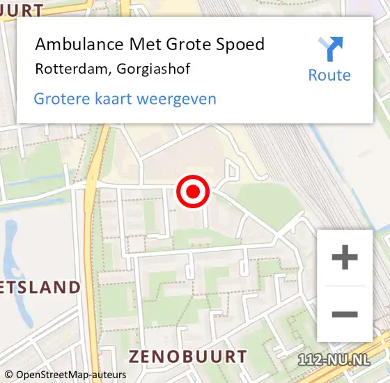 Locatie op kaart van de 112 melding: Ambulance Met Grote Spoed Naar Rotterdam, Gorgiashof op 6 februari 2024 09:31