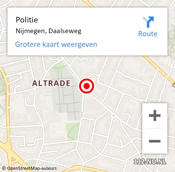 Locatie op kaart van de 112 melding: Politie Nijmegen, Daalseweg op 6 februari 2024 09:45