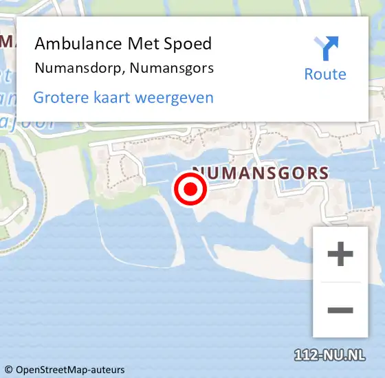 Locatie op kaart van de 112 melding: Ambulance Met Spoed Naar Numansdorp, Numansgors op 6 februari 2024 09:54