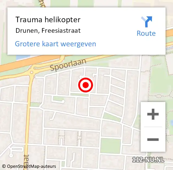 Locatie op kaart van de 112 melding: Trauma helikopter Drunen, Freesiastraat op 6 februari 2024 10:12