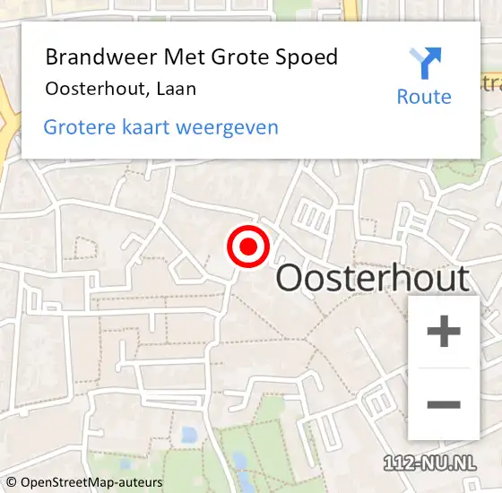 Locatie op kaart van de 112 melding: Brandweer Met Grote Spoed Naar Oosterhout, Laan op 6 februari 2024 10:53