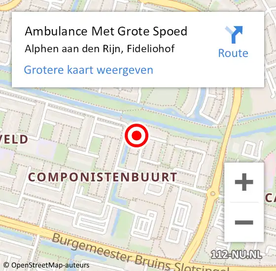 Locatie op kaart van de 112 melding: Ambulance Met Grote Spoed Naar Alphen aan den Rijn, Fideliohof op 6 februari 2024 11:34