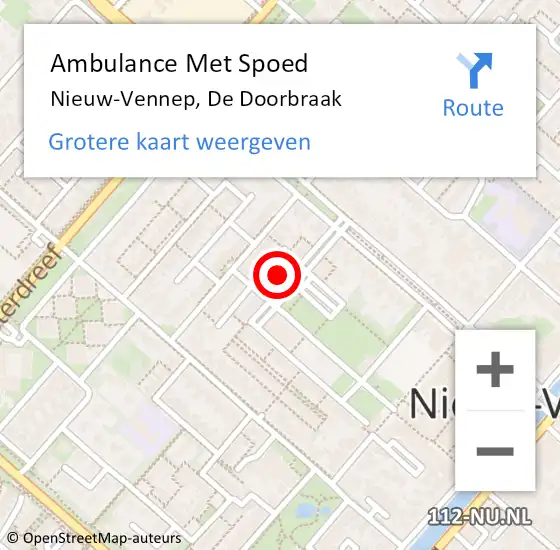 Locatie op kaart van de 112 melding: Ambulance Met Spoed Naar Nieuw-Vennep, De Doorbraak op 6 februari 2024 11:37