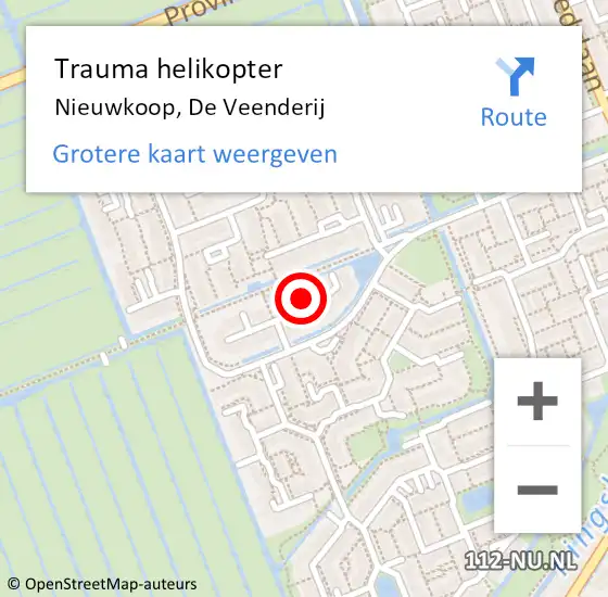Locatie op kaart van de 112 melding: Trauma helikopter Nieuwkoop, De Veenderij op 6 februari 2024 11:38