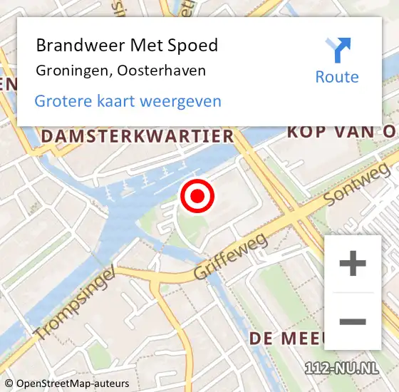 Locatie op kaart van de 112 melding: Brandweer Met Spoed Naar Groningen, Oosterhaven op 6 februari 2024 12:01