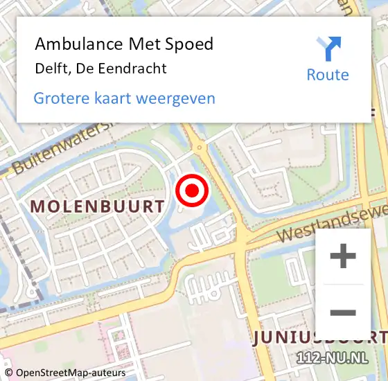 Locatie op kaart van de 112 melding: Ambulance Met Spoed Naar Delft, De Eendracht op 6 februari 2024 12:10