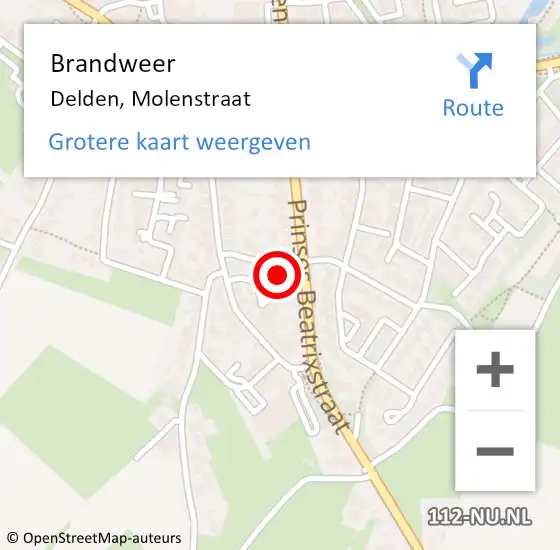 Locatie op kaart van de 112 melding: Brandweer Delden, Molenstraat op 6 februari 2024 12:10
