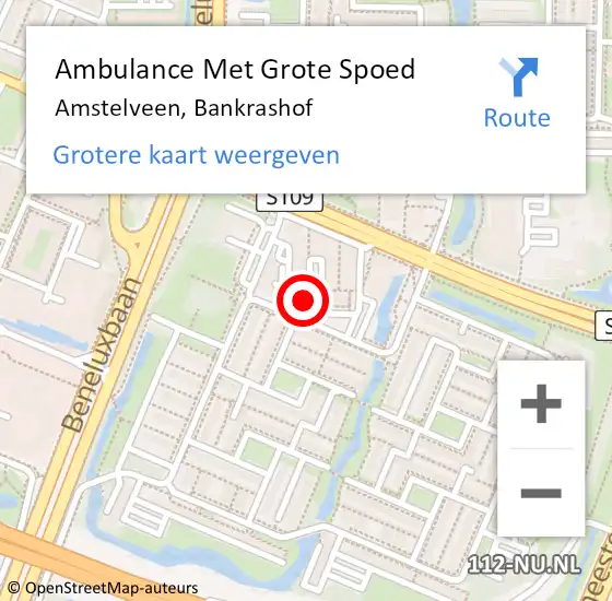 Locatie op kaart van de 112 melding: Ambulance Met Grote Spoed Naar Amstelveen, Bankrashof op 6 februari 2024 12:15