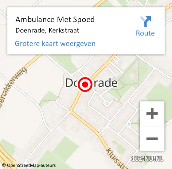 Locatie op kaart van de 112 melding: Ambulance Met Spoed Naar Doenrade, Kerkstraat op 15 oktober 2013 15:12