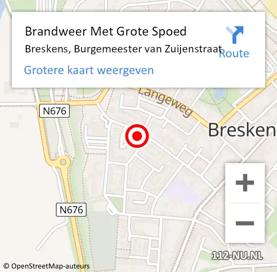 Locatie op kaart van de 112 melding: Brandweer Met Grote Spoed Naar Breskens, Burgemeester van Zuijenstraat op 6 februari 2024 12:24