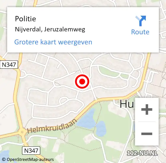 Locatie op kaart van de 112 melding: Politie Nijverdal, Jeruzalemweg op 6 februari 2024 12:24