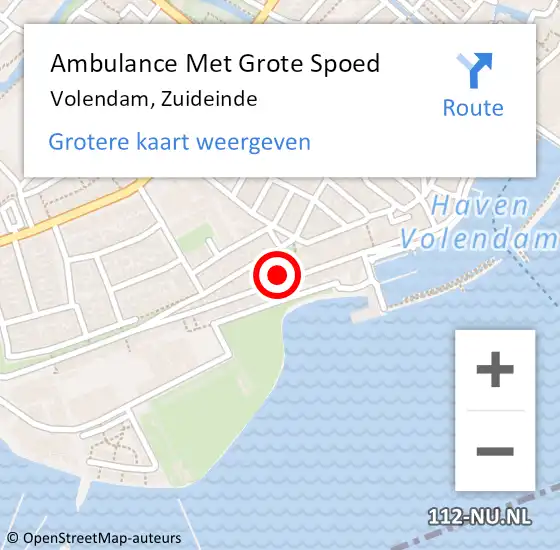 Locatie op kaart van de 112 melding: Ambulance Met Grote Spoed Naar Volendam, Zuideinde op 6 februari 2024 12:27