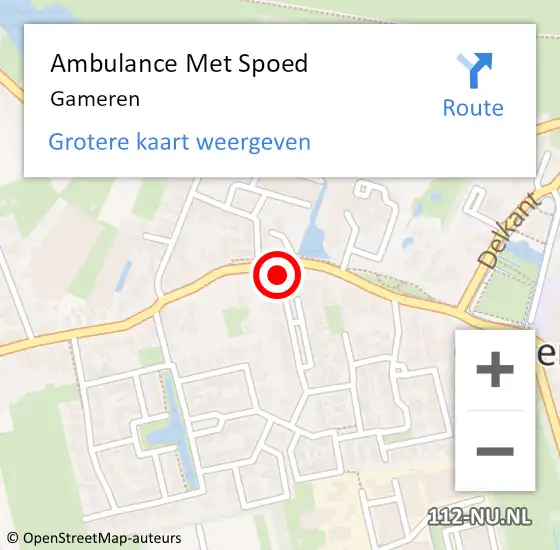 Locatie op kaart van de 112 melding: Ambulance Met Spoed Naar Gameren op 6 februari 2024 12:35