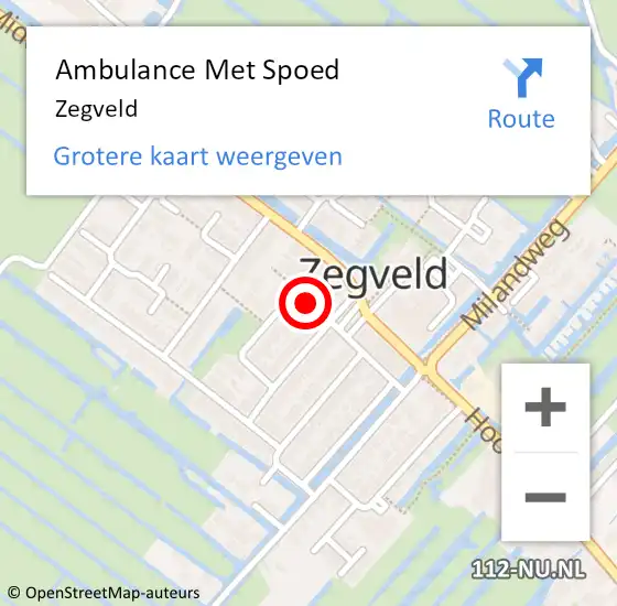 Locatie op kaart van de 112 melding: Ambulance Met Spoed Naar Zegveld op 6 februari 2024 12:42