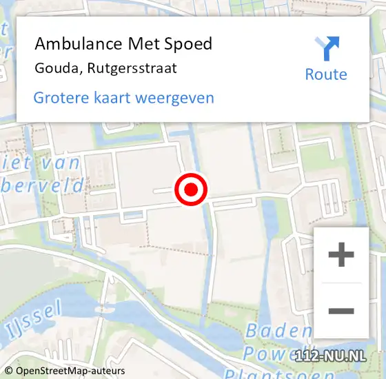 Locatie op kaart van de 112 melding: Ambulance Met Spoed Naar Gouda, Rutgersstraat op 6 februari 2024 13:21