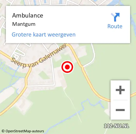 Locatie op kaart van de 112 melding: Ambulance Mantgum op 6 februari 2024 13:49