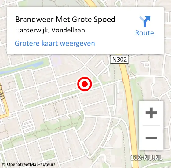 Locatie op kaart van de 112 melding: Brandweer Met Grote Spoed Naar Harderwijk, Vondellaan op 6 februari 2024 13:51