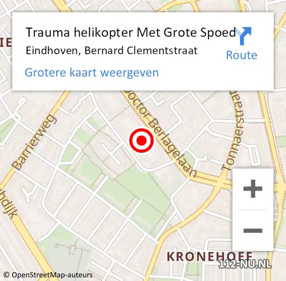 Locatie op kaart van de 112 melding: Trauma helikopter Met Grote Spoed Naar Eindhoven, Bernard Clementstraat op 6 februari 2024 13:52