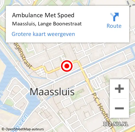 Locatie op kaart van de 112 melding: Ambulance Met Spoed Naar Maassluis, Lange Boonestraat op 6 februari 2024 14:13