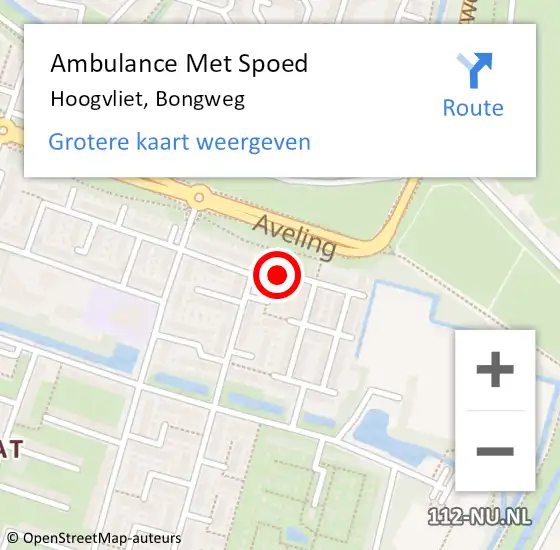 Locatie op kaart van de 112 melding: Ambulance Met Spoed Naar Hoogvliet, Bongweg op 6 februari 2024 14:16