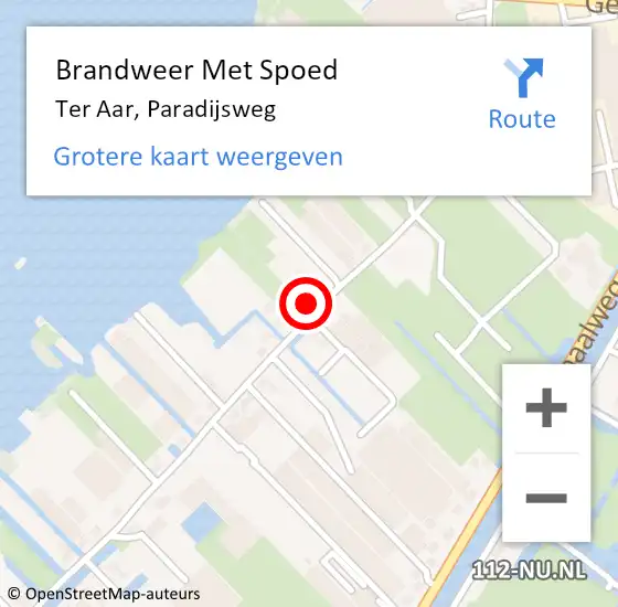 Locatie op kaart van de 112 melding: Brandweer Met Spoed Naar Ter Aar, Paradijsweg op 24 september 2014 21:20