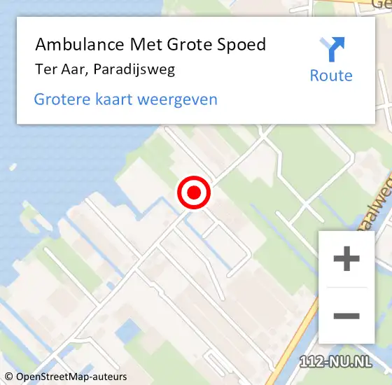 Locatie op kaart van de 112 melding: Ambulance Met Grote Spoed Naar Ter Aar, Paradijsweg op 24 september 2014 21:20