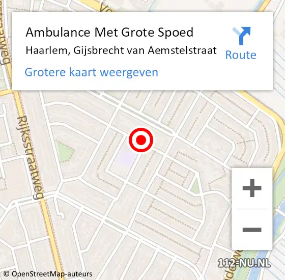 Locatie op kaart van de 112 melding: Ambulance Met Grote Spoed Naar Haarlem, Gijsbrecht van Aemstelstraat op 6 februari 2024 14:41