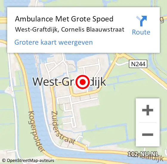 Locatie op kaart van de 112 melding: Ambulance Met Grote Spoed Naar West-Graftdijk, Cornelis Blaauwstraat op 24 september 2014 21:26