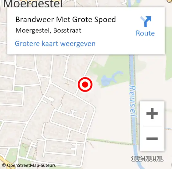 Locatie op kaart van de 112 melding: Brandweer Met Grote Spoed Naar Moergestel, Bosstraat op 6 februari 2024 15:01