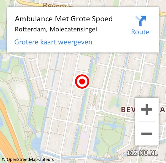 Locatie op kaart van de 112 melding: Ambulance Met Grote Spoed Naar Rotterdam, Molecatensingel op 6 februari 2024 15:31