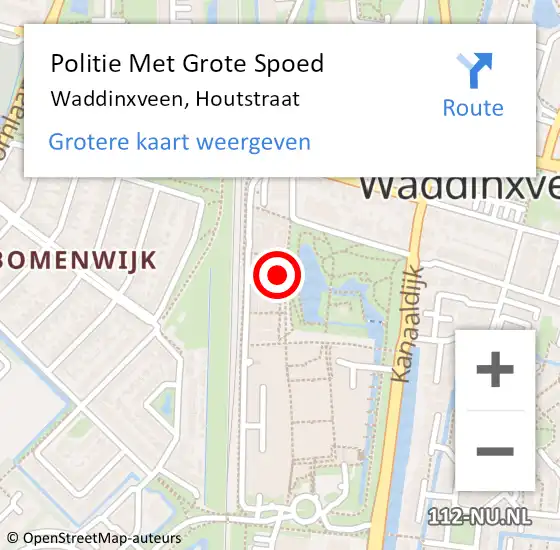 Locatie op kaart van de 112 melding: Politie Met Grote Spoed Naar Waddinxveen, Houtstraat op 6 februari 2024 15:39