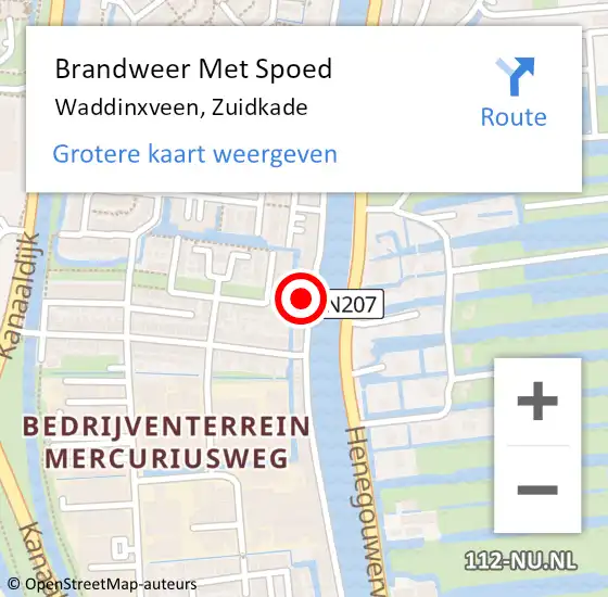 Locatie op kaart van de 112 melding: Brandweer Met Spoed Naar Waddinxveen, Zuidkade op 6 februari 2024 15:47