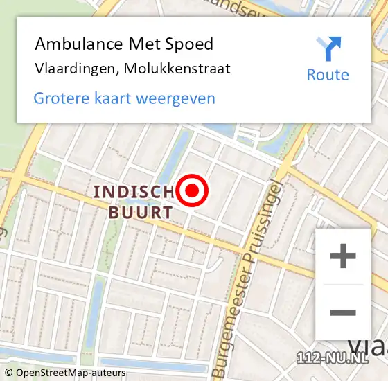 Locatie op kaart van de 112 melding: Ambulance Met Spoed Naar Vlaardingen, Molukkenstraat op 6 februari 2024 15:51