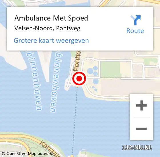 Locatie op kaart van de 112 melding: Ambulance Met Spoed Naar Velsen-Noord, Pontweg op 6 februari 2024 15:51