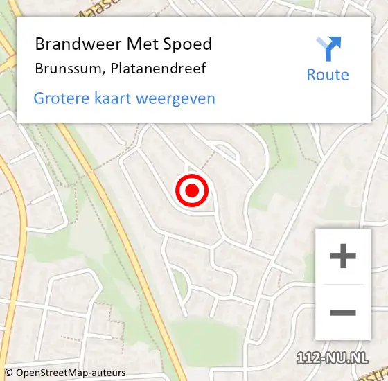 Locatie op kaart van de 112 melding: Brandweer Met Spoed Naar Brunssum, Platanendreef op 6 februari 2024 16:21