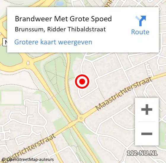 Locatie op kaart van de 112 melding: Brandweer Met Grote Spoed Naar Brunssum, Ridder Thibaldstraat op 6 februari 2024 16:30