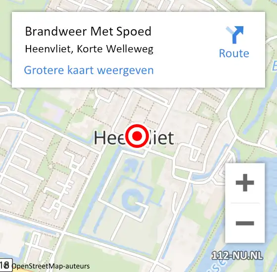 Locatie op kaart van de 112 melding: Brandweer Met Spoed Naar Heenvliet, Korte Welleweg op 6 februari 2024 16:40