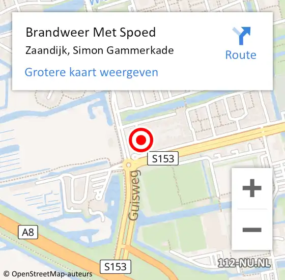 Locatie op kaart van de 112 melding: Brandweer Met Spoed Naar Zaandijk, Simon Gammerkade op 6 februari 2024 16:45