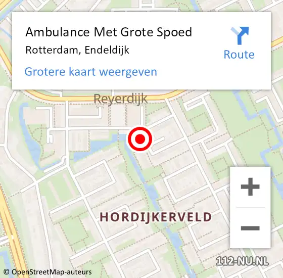 Locatie op kaart van de 112 melding: Ambulance Met Grote Spoed Naar Rotterdam, Endeldijk op 6 februari 2024 16:46