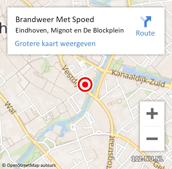 Locatie op kaart van de 112 melding: Brandweer Met Spoed Naar Eindhoven, Mignot en De Blockplein op 6 februari 2024 16:48