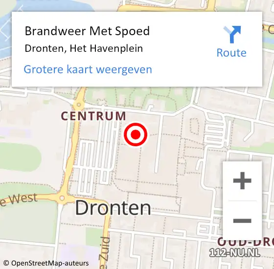 Locatie op kaart van de 112 melding: Brandweer Met Spoed Naar Dronten, Het Havenplein op 6 februari 2024 16:51