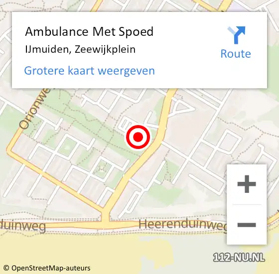 Locatie op kaart van de 112 melding: Ambulance Met Spoed Naar IJmuiden, Zeewijkplein op 6 februari 2024 16:55