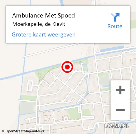 Locatie op kaart van de 112 melding: Ambulance Met Spoed Naar Moerkapelle, de Kievit op 6 februari 2024 16:56